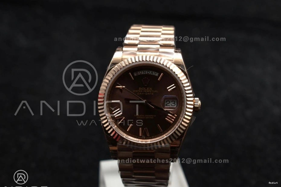 President Roman Weight Dial Bracelet RG Brown DayDate on Gain A2836 GSF 40 0414
